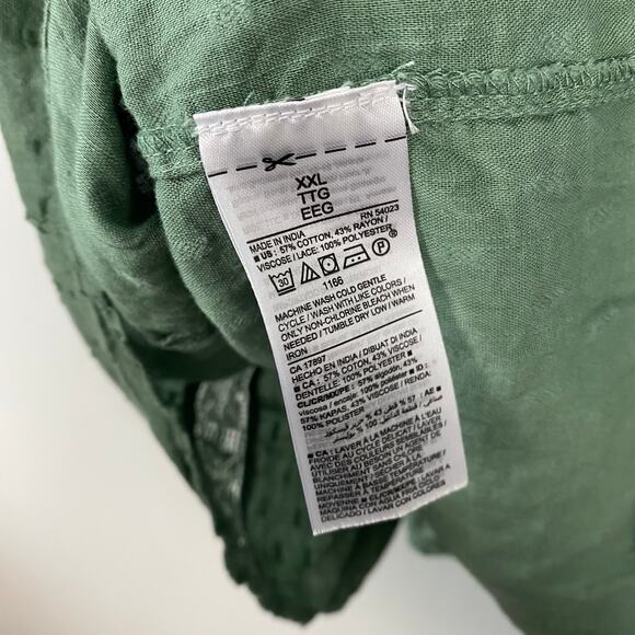 Old Navy Oversized Clip-Dot Crochet-Lace Button-Front Blouse‎ Spa Green Size XXL - Picture 10 of 11